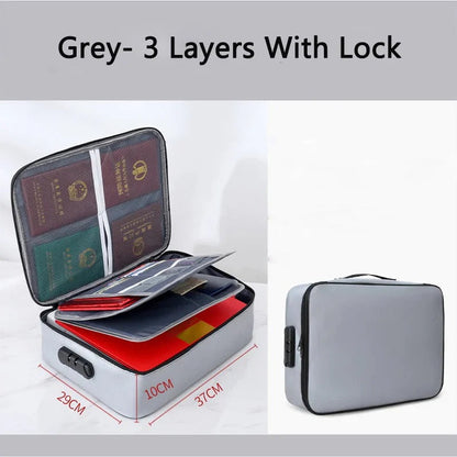 Secure Travel File Bag with Zipper Pockets