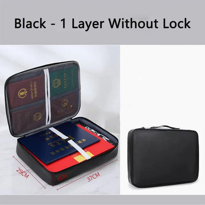 Secure Travel File Bag with Zipper Pockets