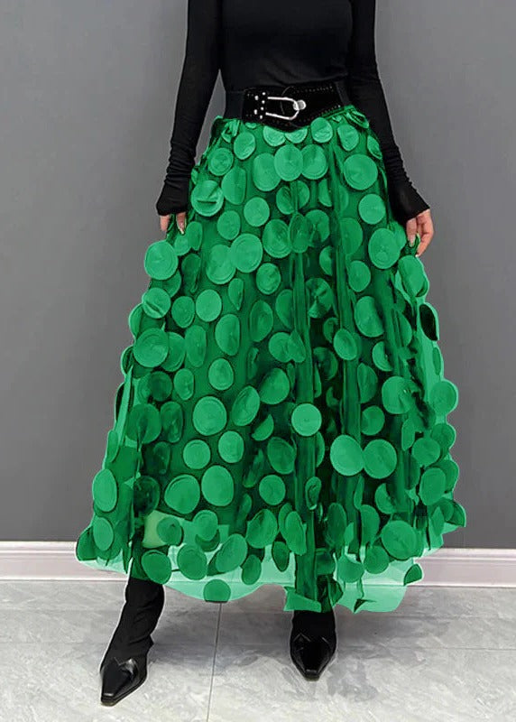 Stylish Dot and Net Ruffled Mini Skirt