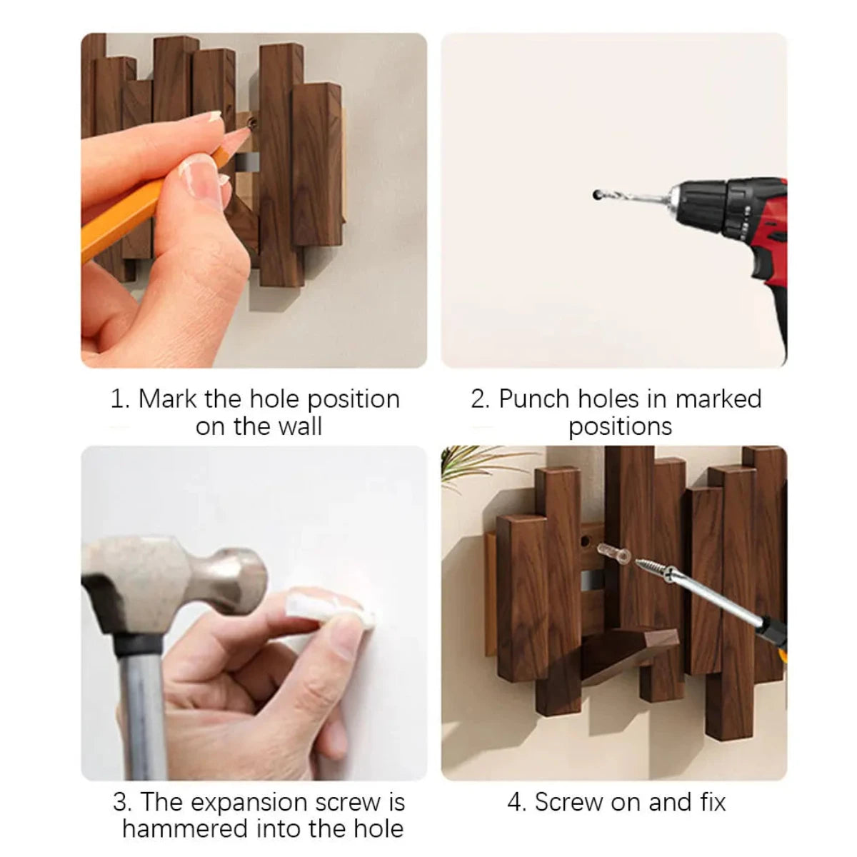Stylish Wooden Wall Coat Rack for Jackets and Bags