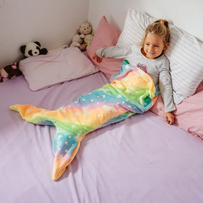 Glittering Ocean Glow Kids Sleeping Bag