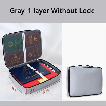 Secure Travel File Bag with Zipper Pockets