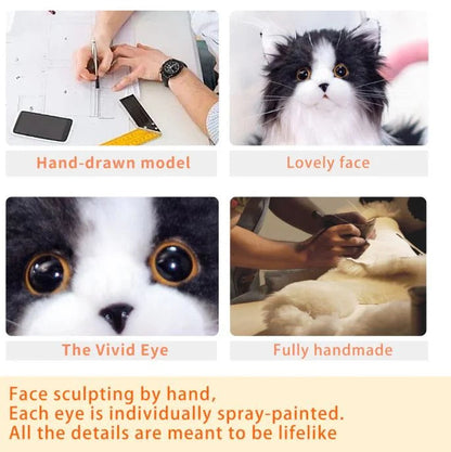 Realistic Grey and White Cuddle Cat Toy