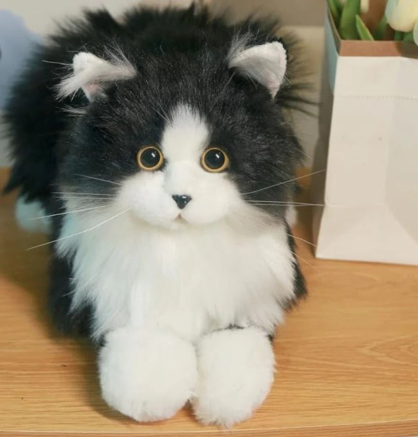 Realistic Grey and White Cuddle Cat Toy