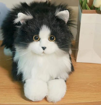 Realistic Grey and White Cuddle Cat Toy