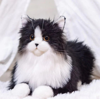 Realistic Grey and White Cuddle Cat Toy