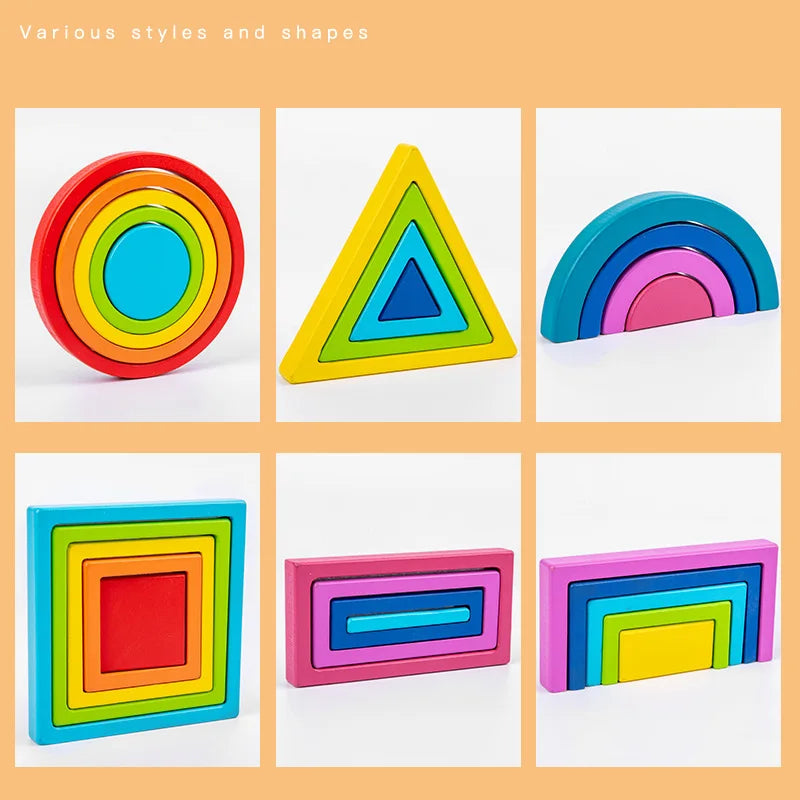 Vibrant Wooden Block Stacking Toy for Kids