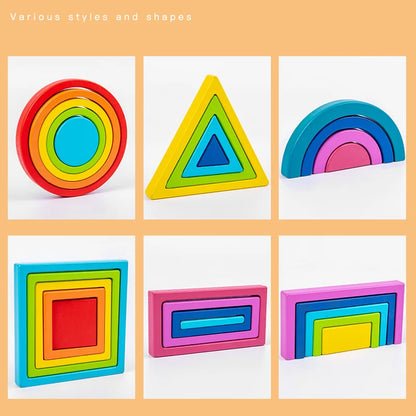 Vibrant Wooden Block Stacking Toy for Kids