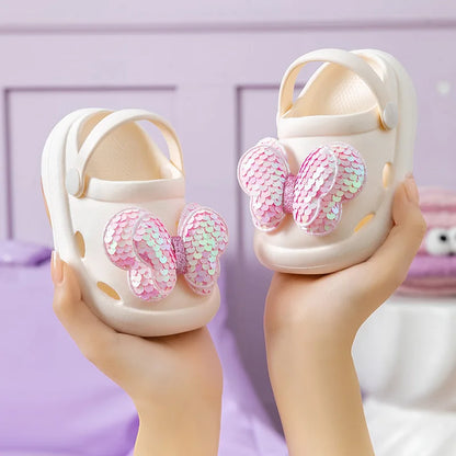 Sparkly Girls Sandals with Glitter Wings