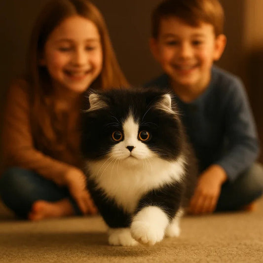 Realistic Grey and White Cuddle Cat Toy - Befez
