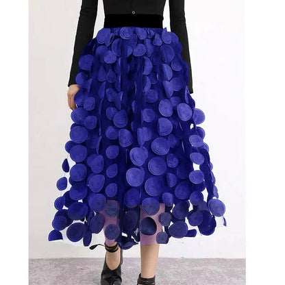 Stylish Dot and Net Ruffled Mini Skirt