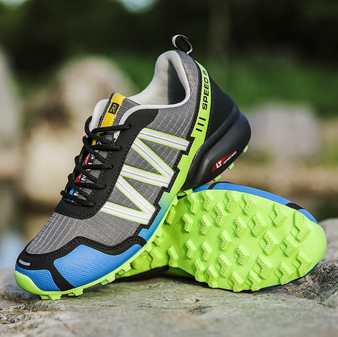 Tough Outdoor Trail Hiking Boots in Blue and Green