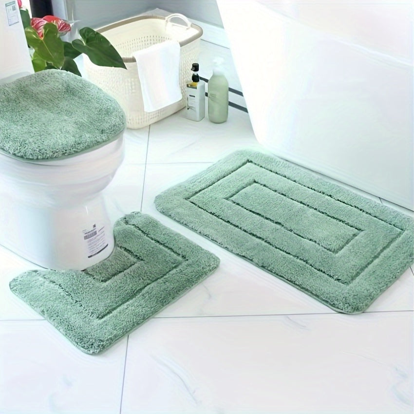 Plush Bathroom Mat Set - Slip Resistant and Easy Clean