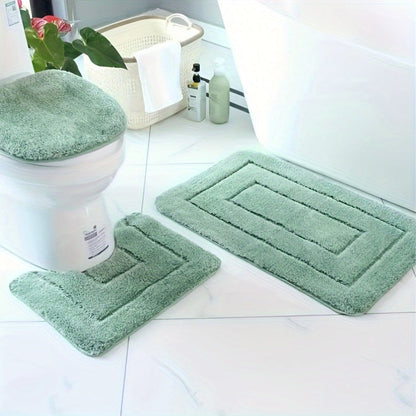 Plush Bathroom Mat Set - Slip Resistant and Easy Clean