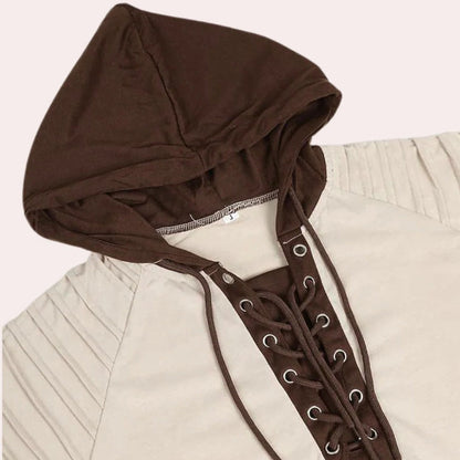Casual hooded sweatshirt for men with tie front
