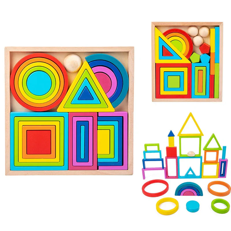 Vibrant Wooden Block Stacking Toy for Kids