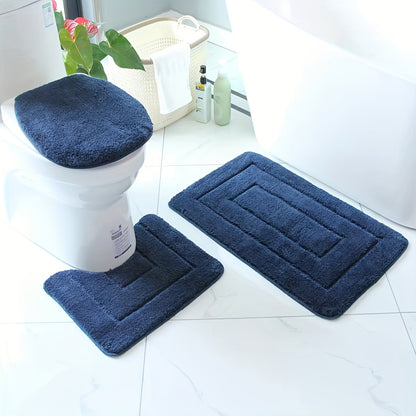 Plush Bathroom Mat Set - Slip Resistant and Easy Clean