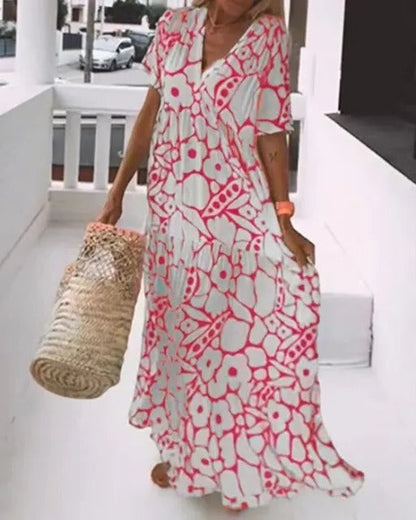 Casual Printed Summer Dress with Short Sleeves