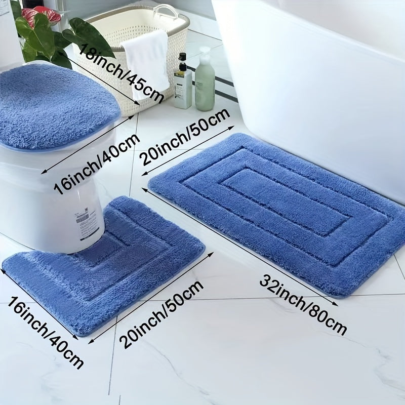 Plush Bathroom Mat Set - Slip Resistant and Easy Clean