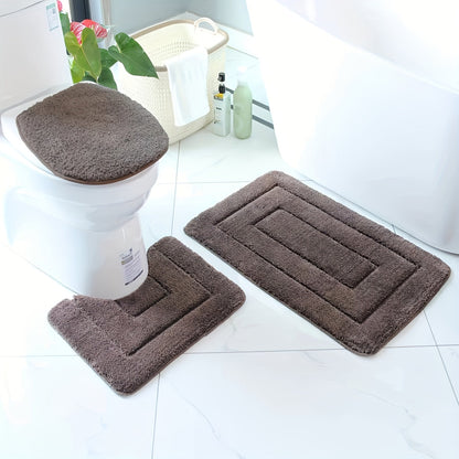 Plush Bathroom Mat Set - Slip Resistant and Easy Clean