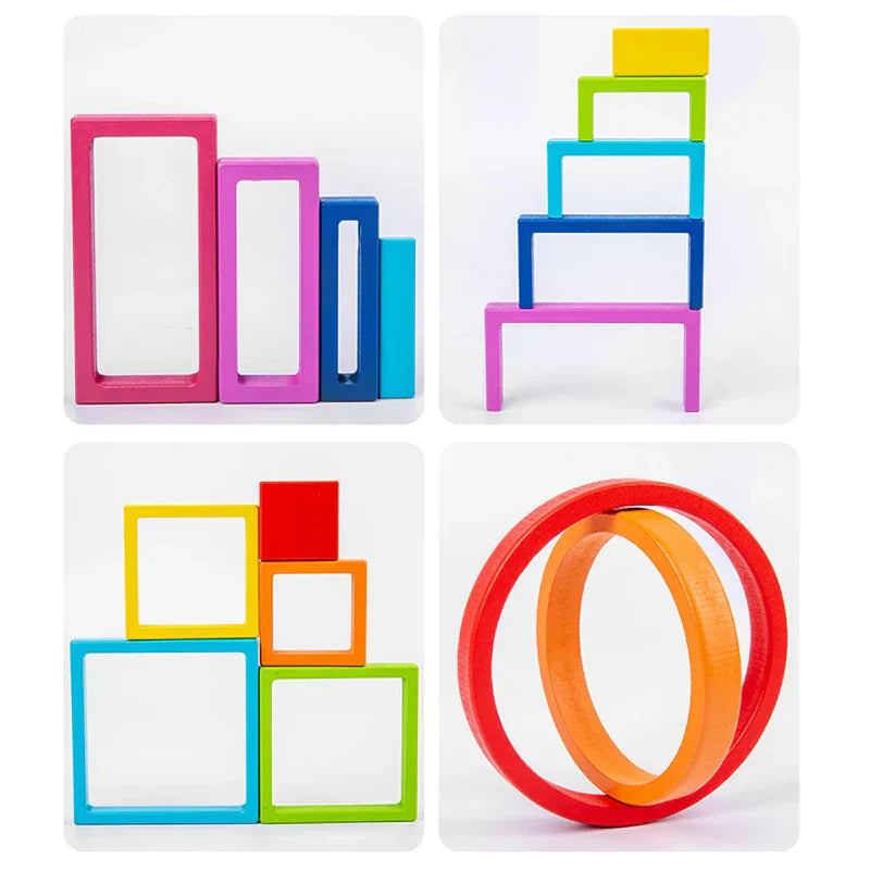 Vibrant Wooden Block Stacking Toy for Kids
