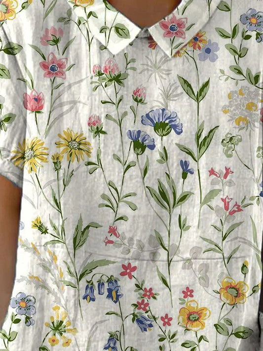 Relaxed Fit Lady Floral Cotton Blouse - Befez