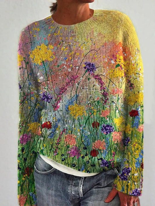 Colorful Floral Print Comfy Sweatshirt - Befez