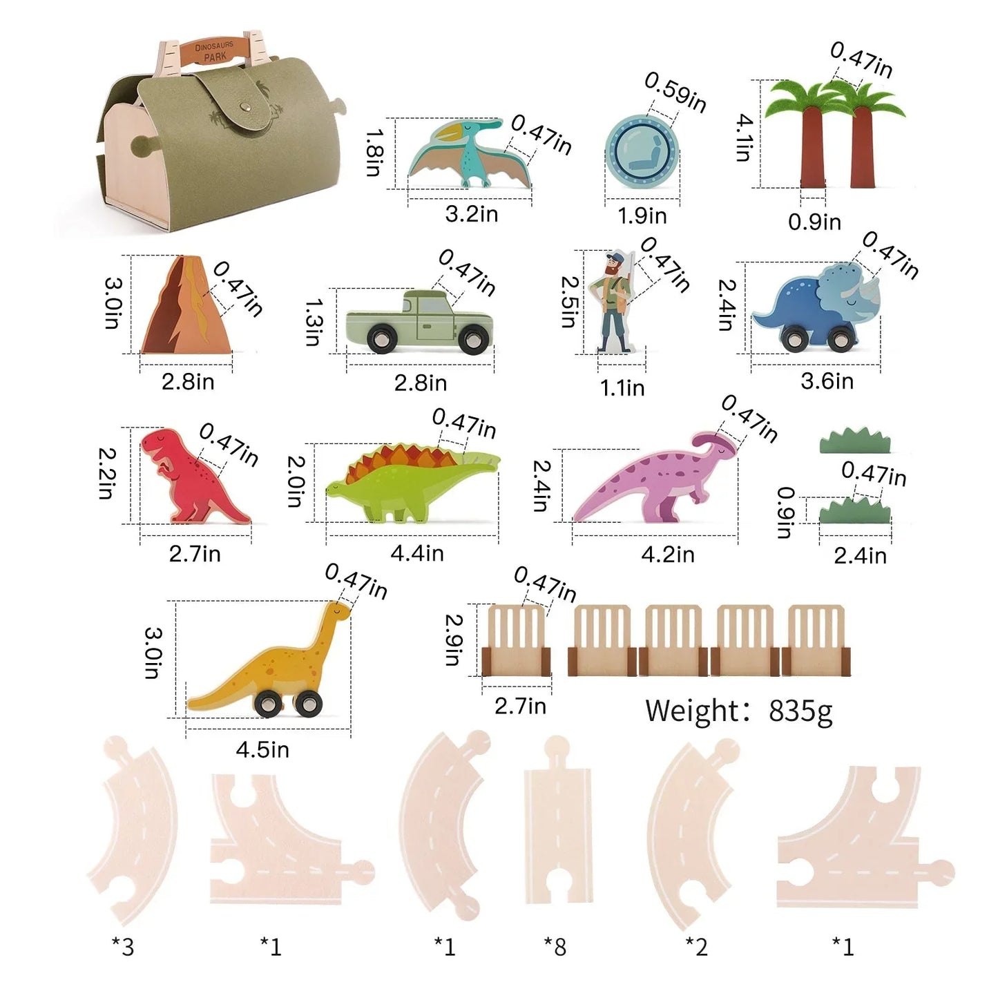 Wooden Dinosaur Adventure Play Set for Children