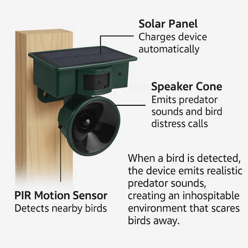 Automatic Bird Repellent Device with Loud Sound Alarm