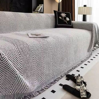 Grey Herringbone Sofa Slipcover