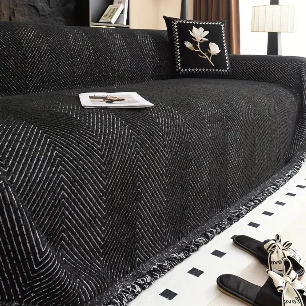 Patterned Gray Sofa Slipcover - Befez
