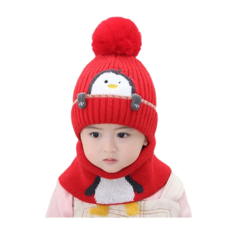 Cozy Kids Penguin Knit Hat & Scarf Set