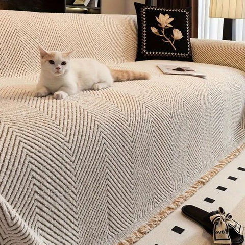 Grey Herringbone Sofa Slipcover