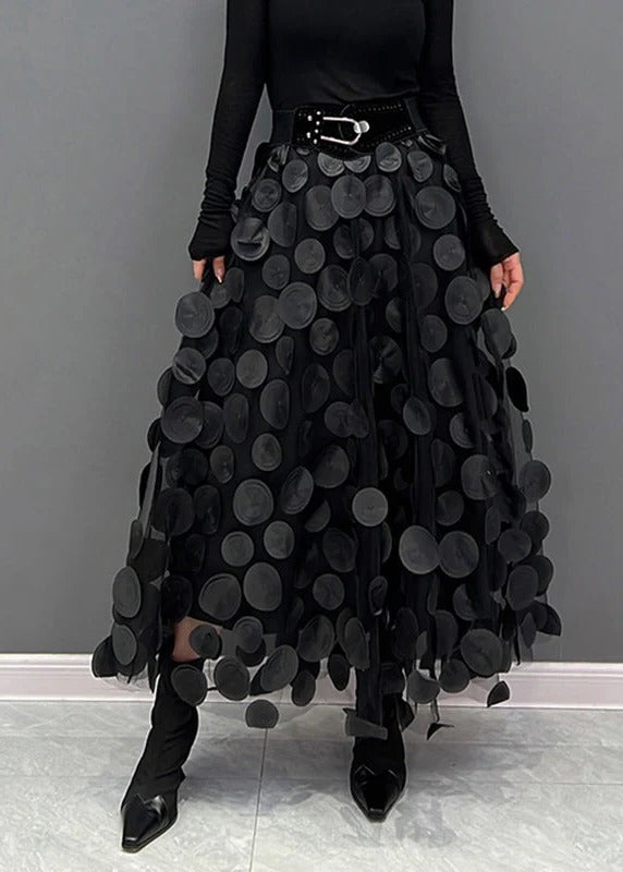 Stylish Dot and Net Ruffled Mini Skirt - Befez
