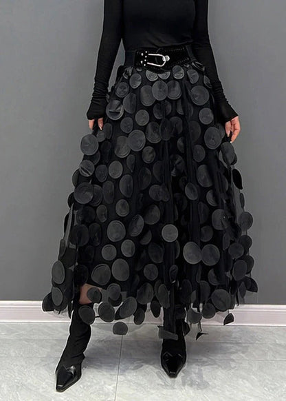 Stylish Dot and Net Ruffled Mini Skirt - Befez