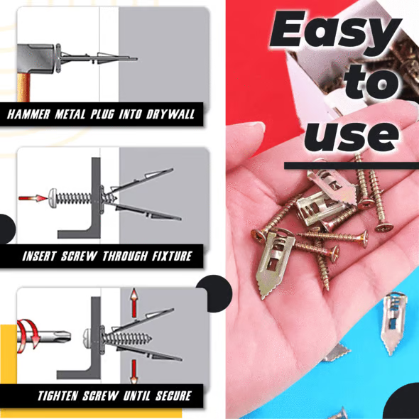 Strong Steel Wall Anchors for Drywall No Drill Required