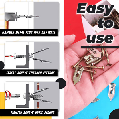 Strong Steel Wall Anchors for Drywall No Drill Required