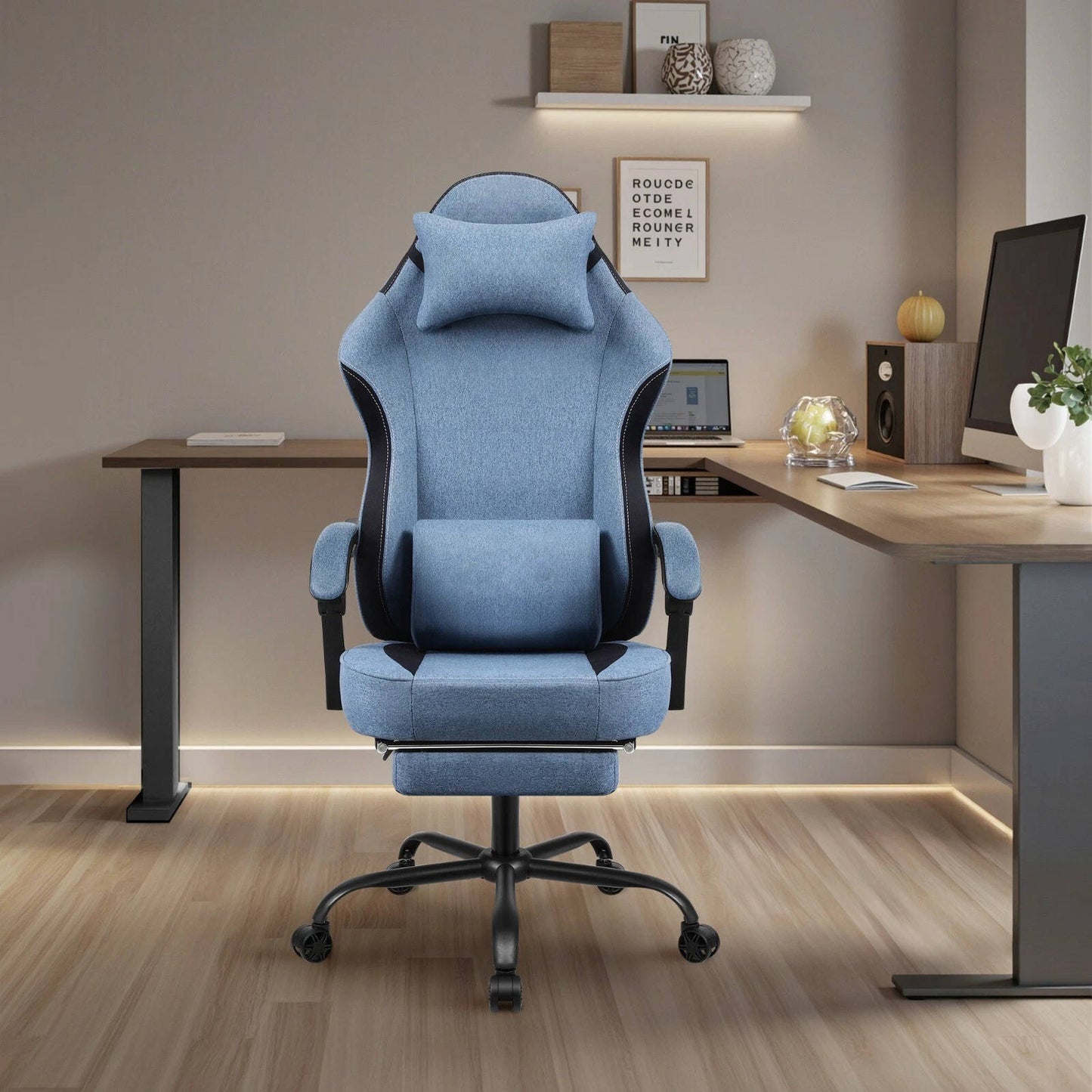Comfy Game Chair With Adjustable Footrest
