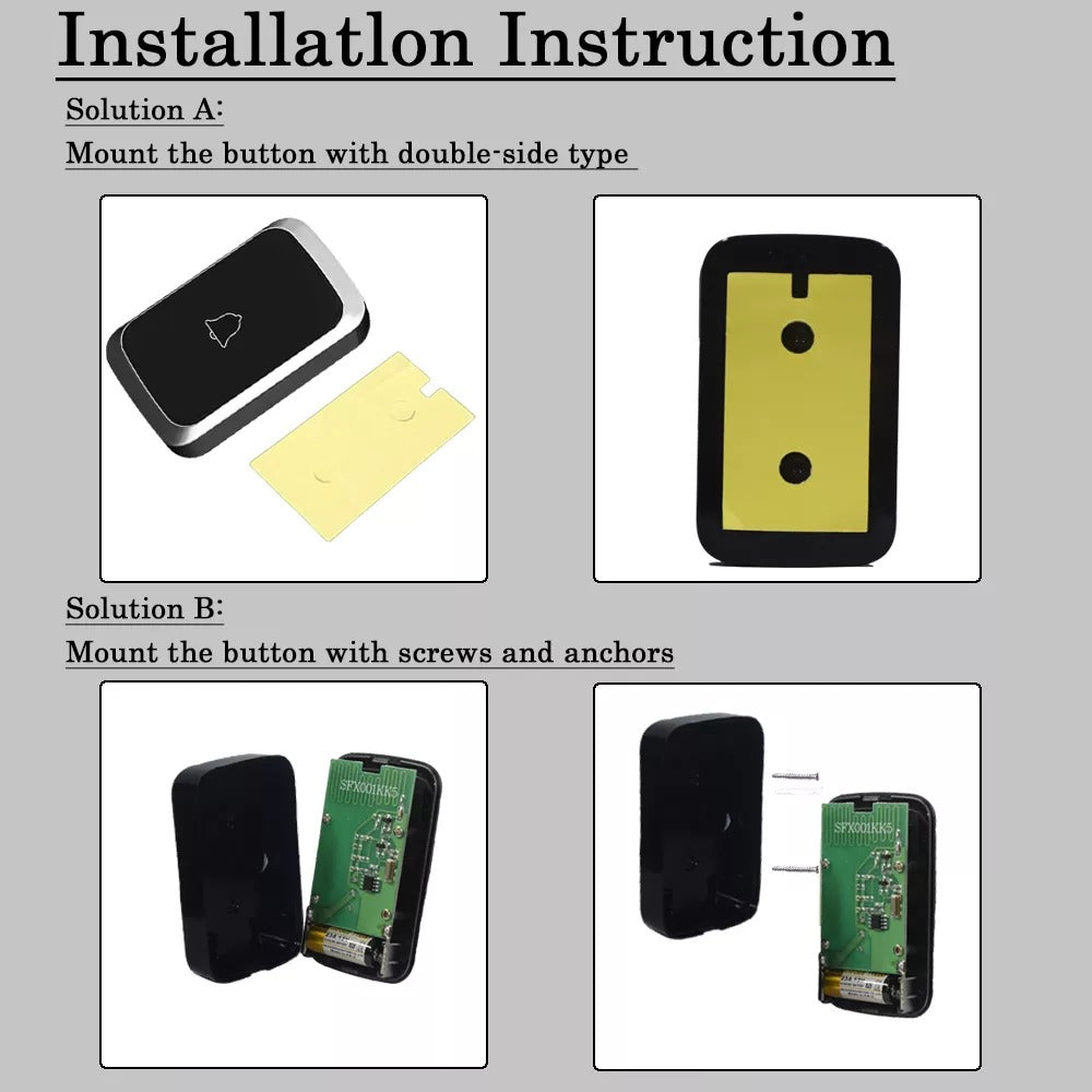 Wireless Waterproof Doorbell with LED Light & 36 Melodies