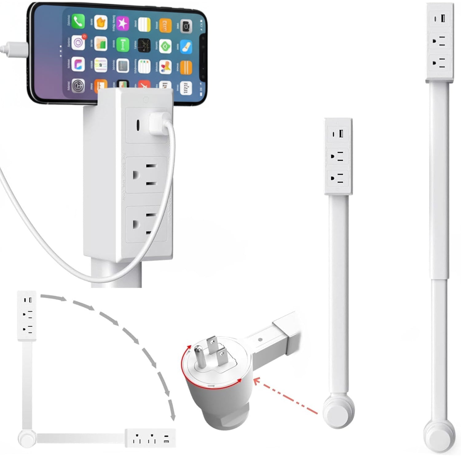 Power Outlet Extender with Adjustable Rotating Plug - Befez