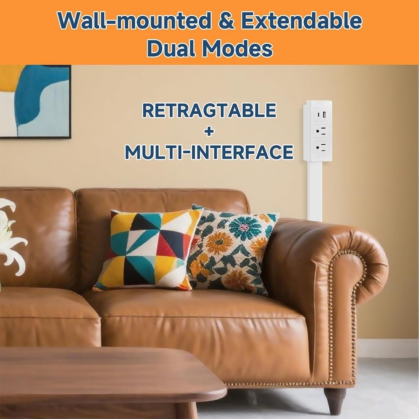 Power Outlet Extender with Adjustable Rotating Plug