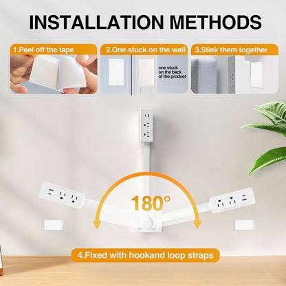 Power Outlet Extender with Adjustable Rotating Plug