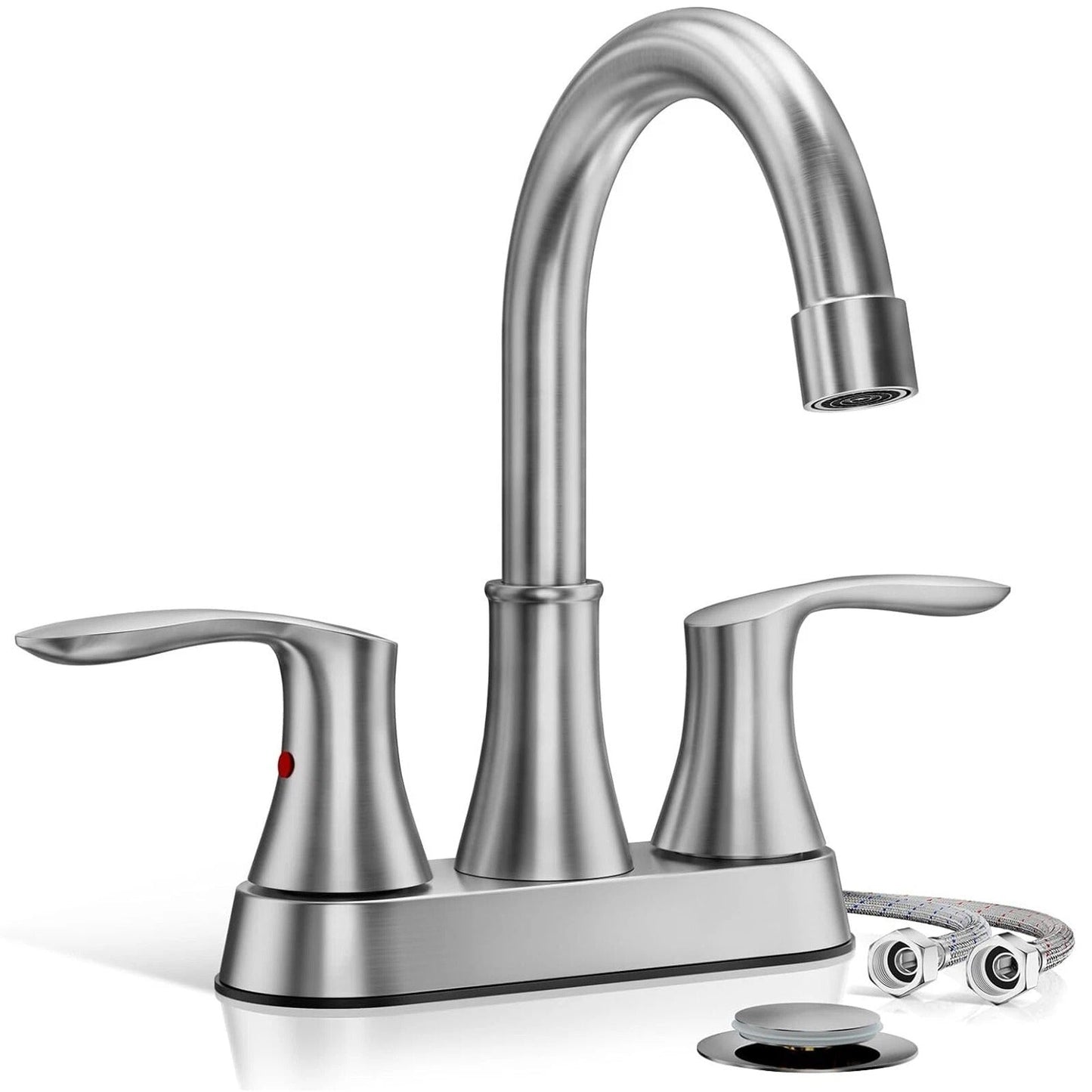 Stylish Brushed Nickel Bathroom Faucet 4 Inch Centerset Sink Mixer - Befez