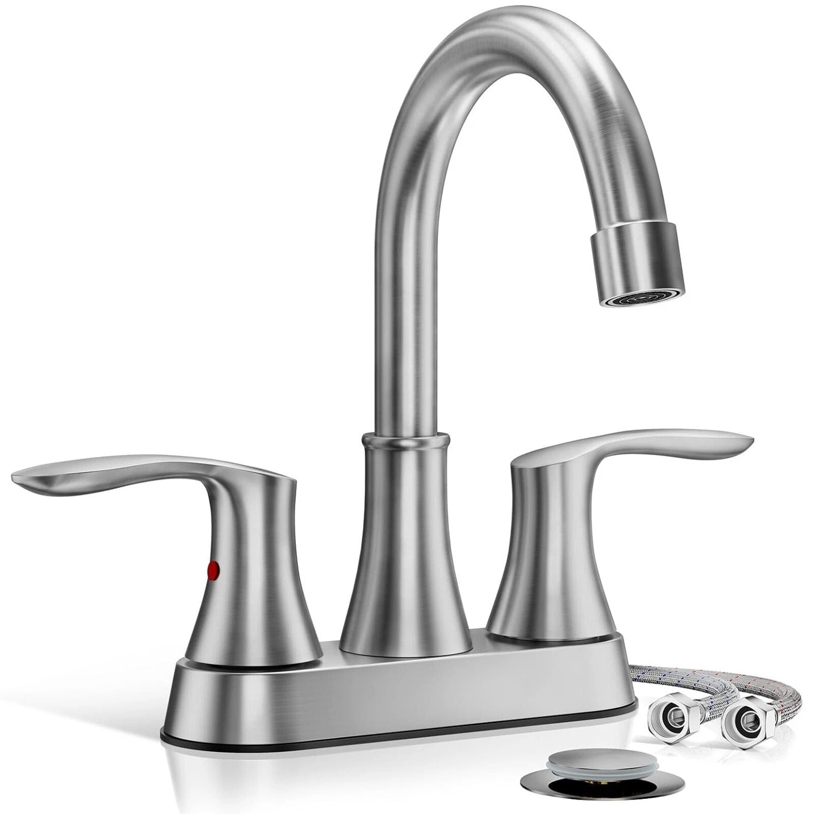 Stylish Brushed Nickel Bathroom Faucet 4 Inch Centerset Sink Mixer - Befez