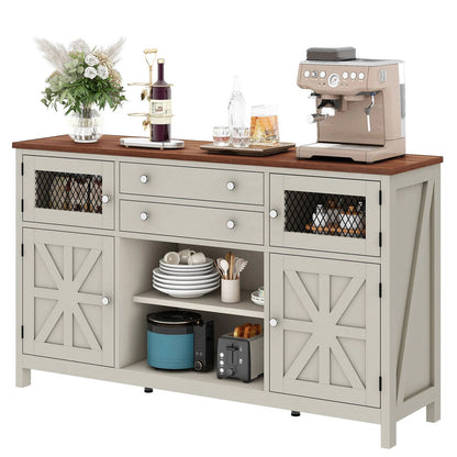 Rustic Wood Coffee Station Cabinet