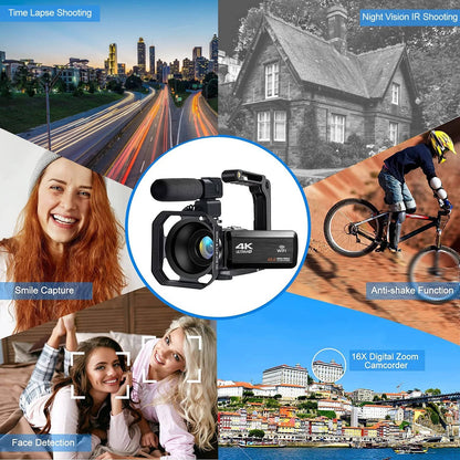 Ultra HD WiFi Camera for Vlogging 4K 48MP Camcorder