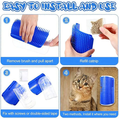 Pet Grooming Cat Wall Brush with Catnip