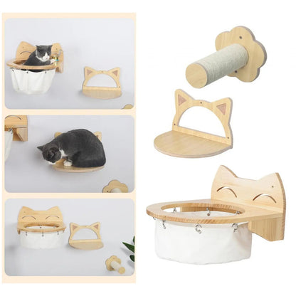 Natural Wood Cat Hanging Bed