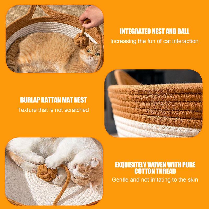 Cozy Natural Fiber Cat Bed Cushion