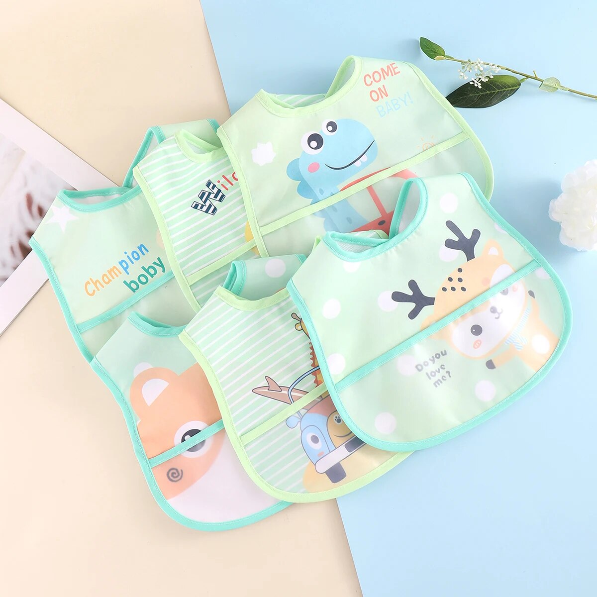 Soft Washable Baby Drool Bibs Set of 5
